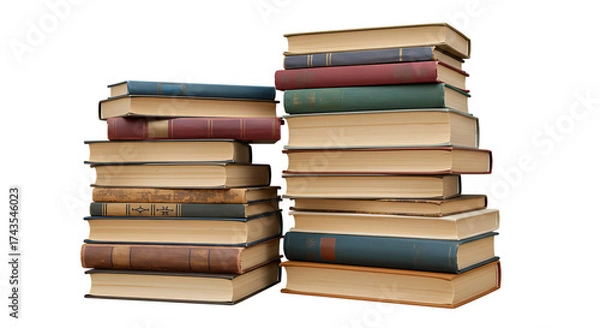 Fototapeta Stack of colorful books isolated on white background