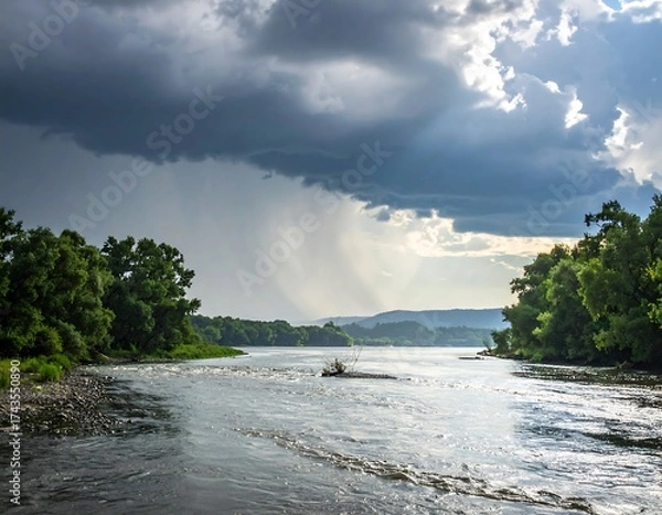Obraz River landscape before a storm