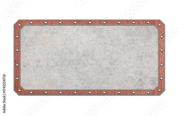 Fototapeta red metal frame with grey texture inside