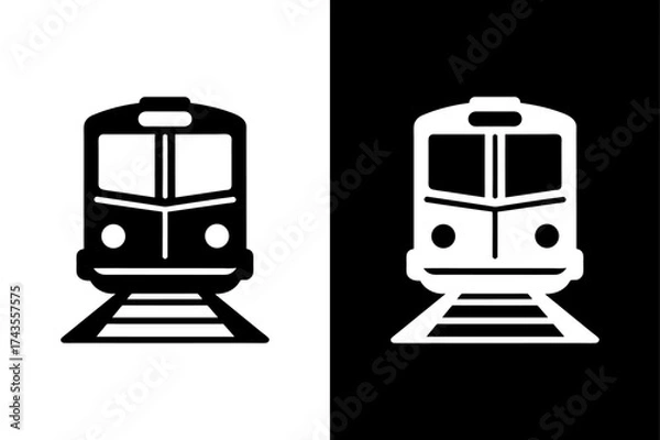 Fototapeta Modern Train Icon Front View on White Background, Public Transport Vector.