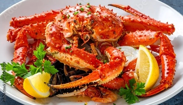 Obraz Roasted crab and shellfish platter