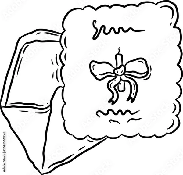 Obraz Hand Drawn Envelope with Candle and Bow