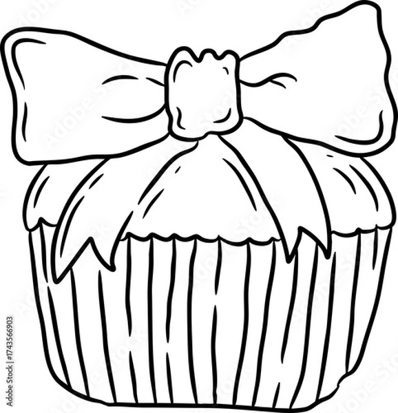 Obraz Hand Drawn Cupcake With Bow