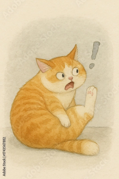 Fototapeta A cat in surprised acting