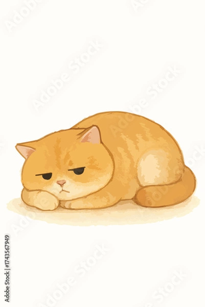 Fototapeta A cat is laying down on the floor