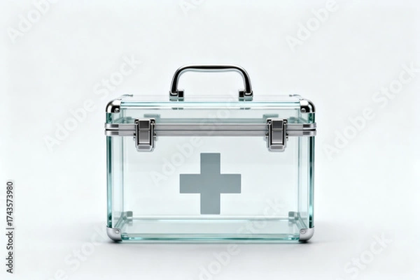 Fototapeta Transparent first aid kit with cross symbol
