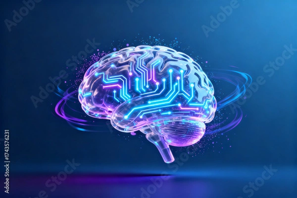 Fototapeta Artificial intelligence brain with circuitry