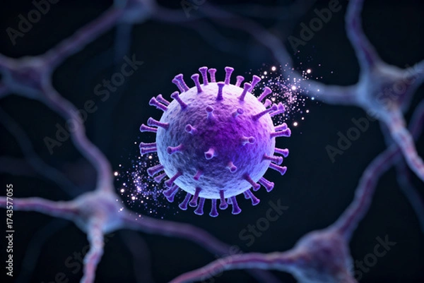 Fototapeta Virus cell and nerve cells