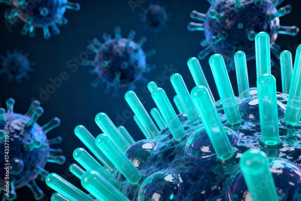 Fototapeta Virus cell with protrusions