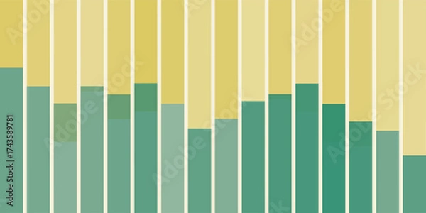 Fototapeta Chart like geometric design with vertical yellow, brown and green rectangles, bars on a dark background. Modern minimal design, perfect for digital art, creative projects, and contemporary decoration.