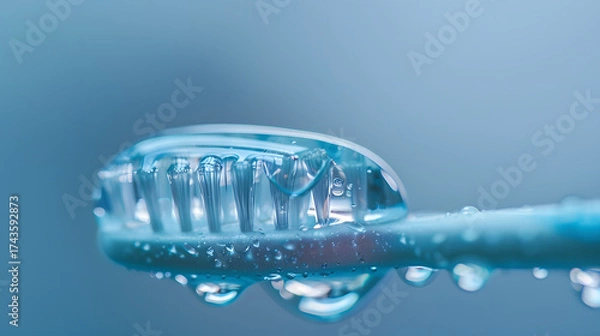 Fototapeta A toothbrush with water droplets on it. 