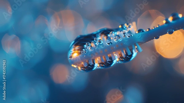 Fototapeta A toothbrush on a wet surface.