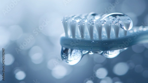 Fototapeta A toothbrush on a wet surface.