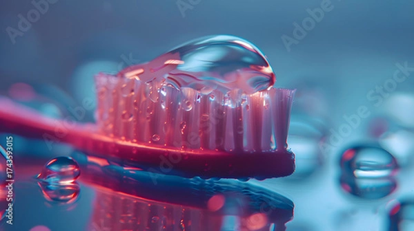 Fototapeta A toothbrush on a wet surface.