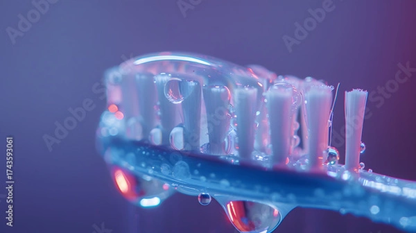 Fototapeta A toothbrush on a wet surface..