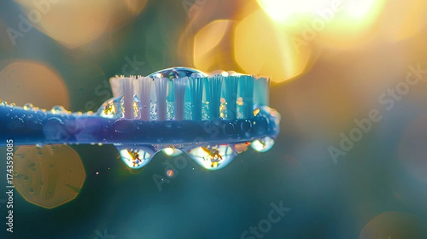 Fototapeta A toothbrush on a wet surface..