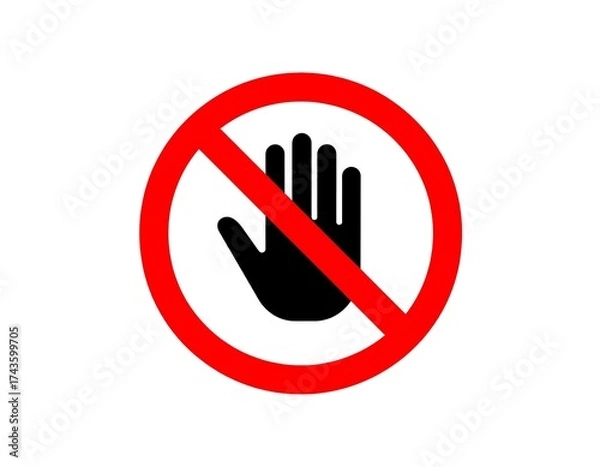 Fototapeta Red circle with hand and slash