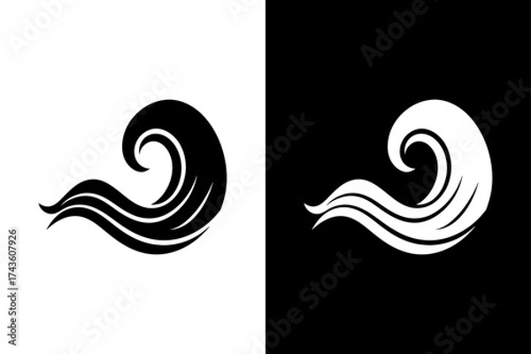 Fototapeta Ocean Wave Icon on White Background, Sea and Water Vector.
