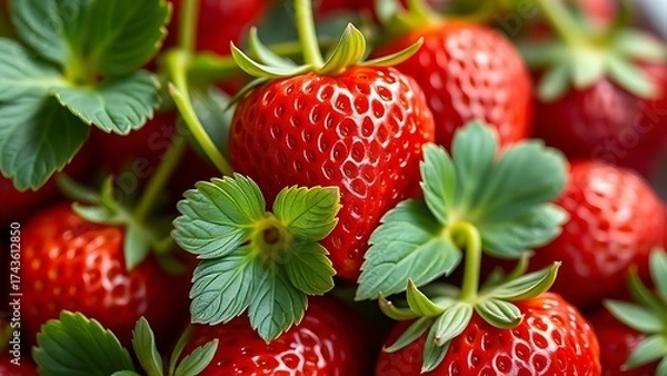 Obraz Fresh strawberries with vibrant colors, close-up view showcasing their natural beauty and freshness.