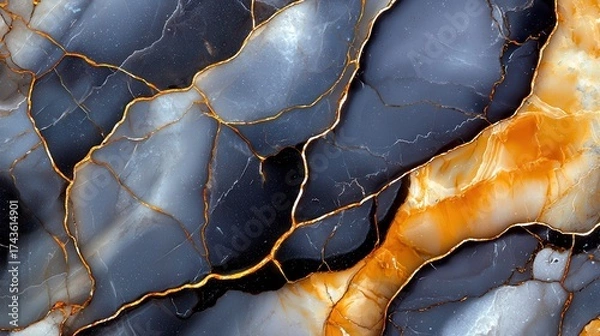 Fototapeta Colorful Abstract Marble Texture with Golden Veins and Dark Hues