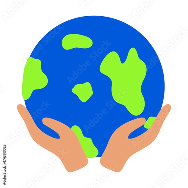 Obraz Hands Supporting Earth Globe Flat Vector Illustration