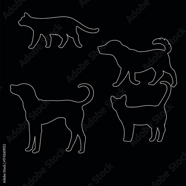 Obraz dog and cat silhouette 2
