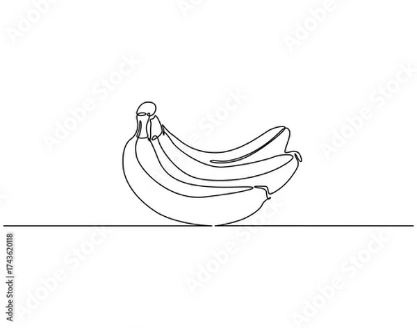 Fototapeta Continuous one line drawing of whole bunch of banana. One line drawing illustration of banana. Healty, fresh fruit concept single line. Editable outline