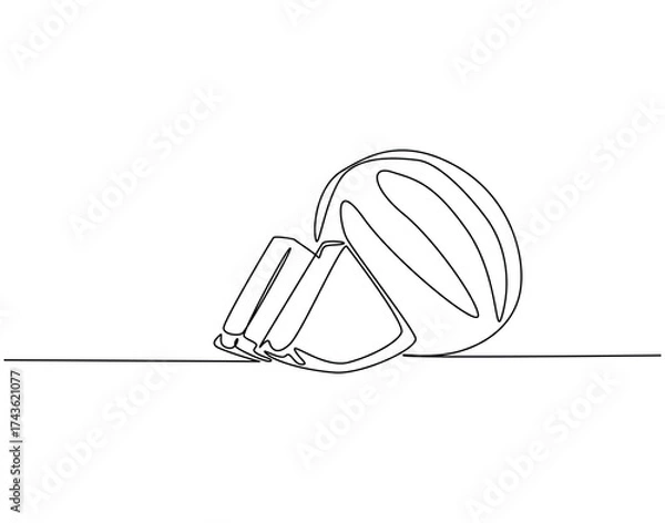 Fototapeta Continuous one line drawing of watermelon fruit. One line drawing illustration of watermelon fruit. Fresh fruit concept single line. Editable outline