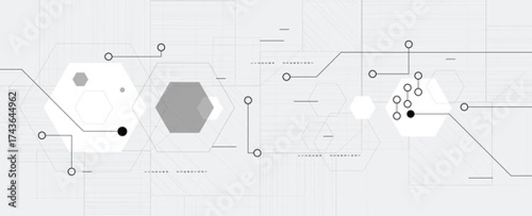 Fototapeta Abstract circuit technology advanced digital ecosystem of interconnected smart nodes