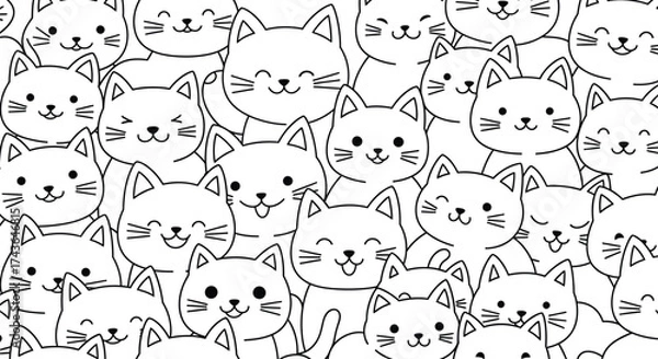 Fototapeta Cute cats seamless pattern vector illustration for background