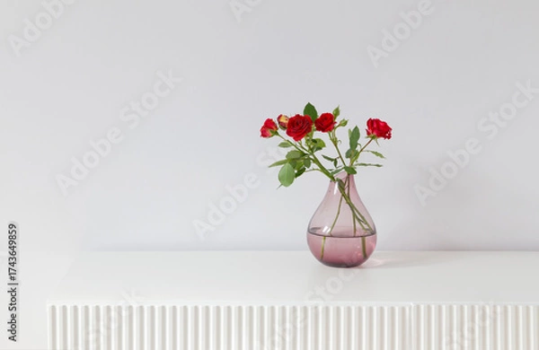 Obraz roses in vase in modern light interior