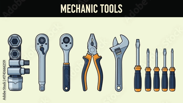 Fototapeta Assortment of various tools for repair and construction work bundle design