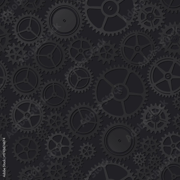Obraz Black clockwork seamless pattern