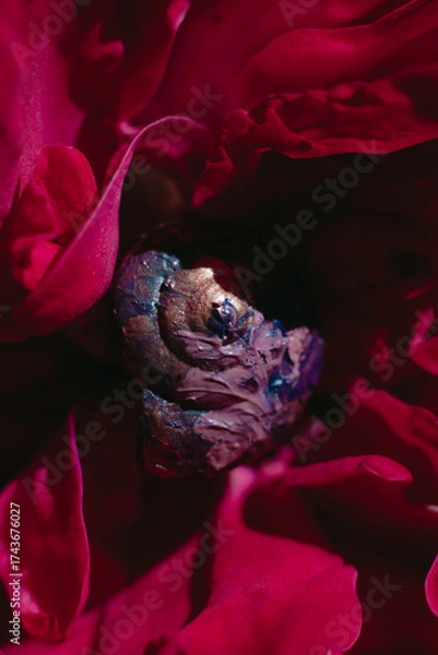 Obraz multi-colored shell in rose petals