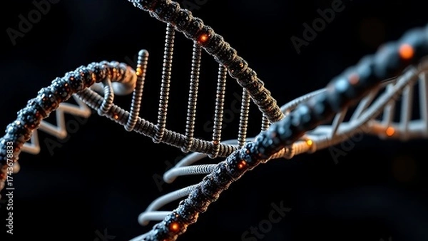 Obraz A DNA helix woven from mathematical formulas, entwining all known life within its spiral.