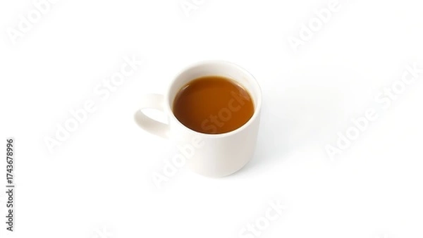 Obraz A ceramic coffee mug filled with warm coffee, centered on a clean white background.
