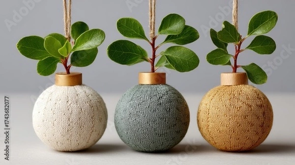 Obraz Handmade baubles with natural fiber textures and clean design