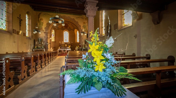 Fototapeta Inside church in Graufthal in France on  Sunday October 5th in 2025