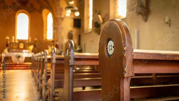 Fototapeta Inside church in Graufthal in France on  Sunday October 5th in 2025