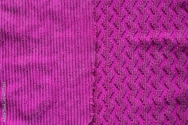 Fototapeta Vibrant shades of purple fabric showcasing different textures and patterns in natural light