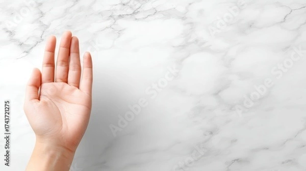 Fototapeta Hand displayed centrally close up view of human hand prominently featured at the center of the visual composition