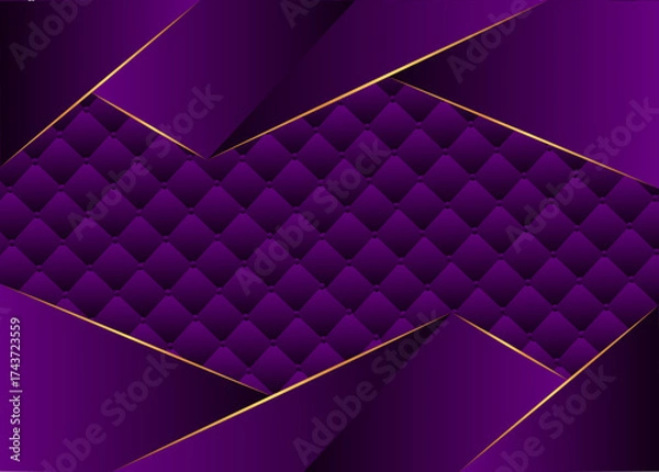 Fototapeta Elegant Purple Luxury Background with Gold Lines and Quilted Texture
