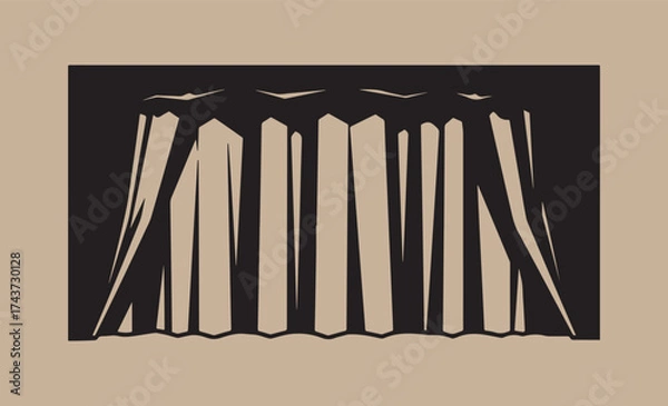 Fototapeta Abstract pattern of light and shadow behind a black and white curtain