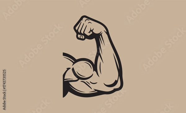 Fototapeta Illustration of a flexed bicep muscle showing strength and power