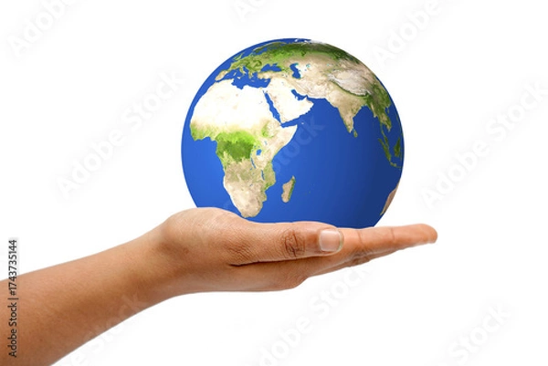 Obraz Globe, earth, world in hand. white background