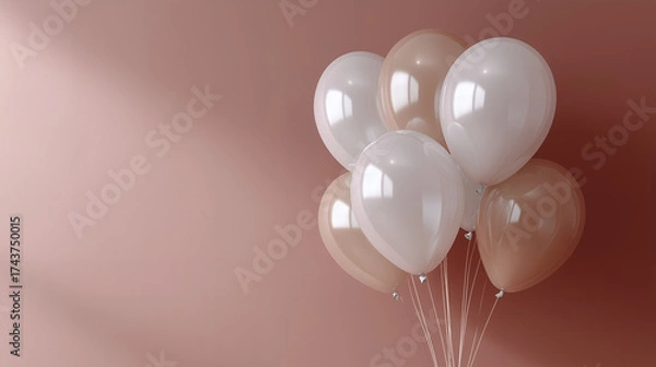 Fototapeta White and Beige Balloons Background for Greeting Template