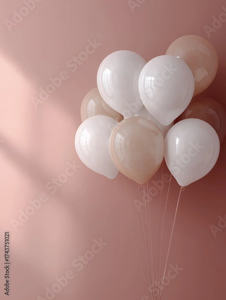Fototapeta White and Beige Balloons Background for Greeting Template