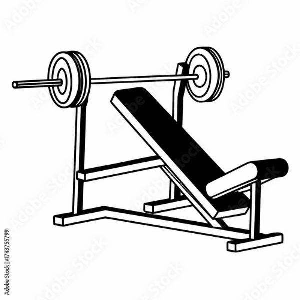Fototapeta Simple Geometric Gym Bench Press Vector Illustration