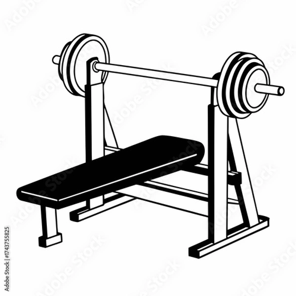 Fototapeta Simple Geometric Gym Bench Press Vector Illustration