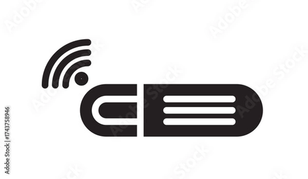 Fototapeta Microchip icon. same pose same proportions four styles black solid glyph outline minimal flat multicolor filled